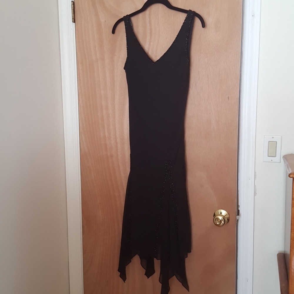 Beaded black handkerchief vintage dress